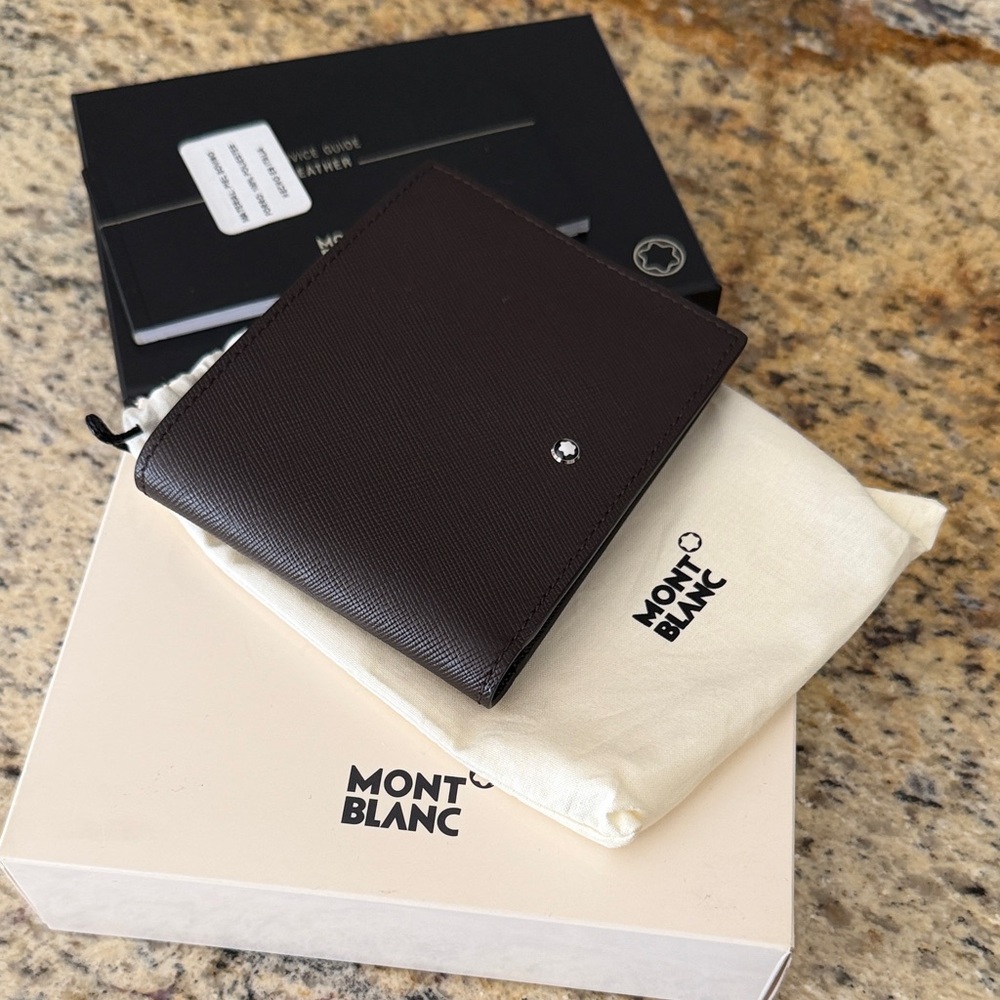 Montblanc Dark Brown Leather Wallet 6 card holder